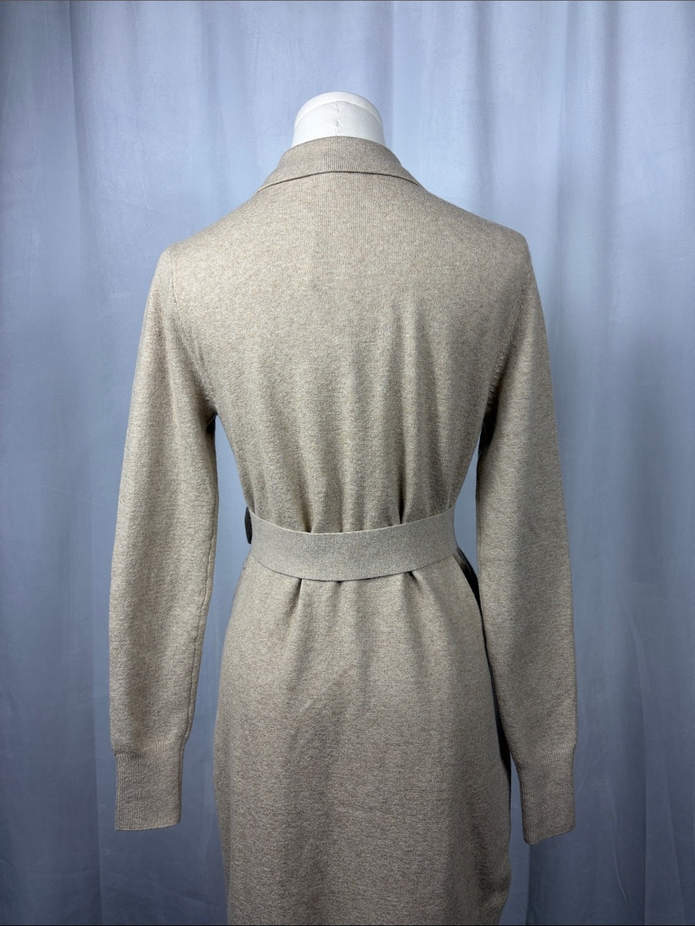 Faherty Jackson Sweater Dress in Oatmeal Heather. - Picture 8 of 12